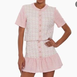 Amanda uprichard pink tweed set size small